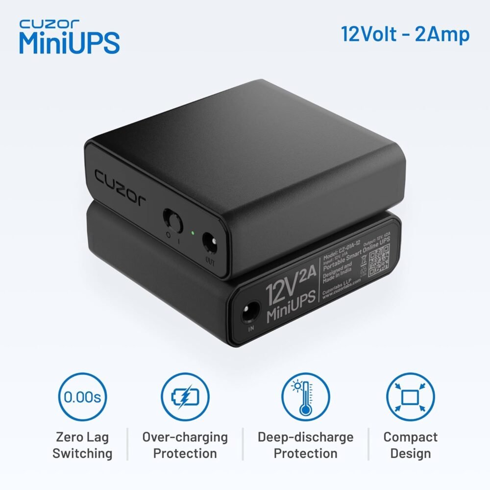 Cuzor Mini UPS for 12V WiFi Router | Backup up to 5 Hours | 2x2900 mAh Battery | Power Backup for WiFi Router | ups for uninterrupted Wi-Fi| Portable UPS | WiFi ups - Image 3