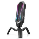 Cosmic Byte Odyssey USB Gaming Cardioid Condensor Microphone with RGB Effects and Touch Button (Black/Silver)